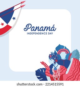 VECTORS. Editable banner for Panama Independence Day and patriotic events, November, folklore, flag