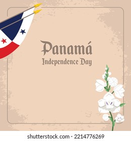 VECTORS. Editable banner for Panama Independence Day and patriotic events, November, folklore, national flower, vintage