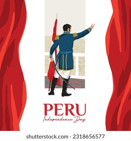 VECTORS. Editable banner for Peru Independence Day, July 28. Commemorates the liberation of Peru from Spain by José de San Martin