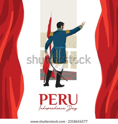 VECTORS. Editable banner for Peru Independence Day, July 28. Commemorates the liberation of Peru from Spain by José de San Martin