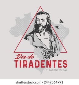 VEKTORGRAFIKEN. Essbarer Banner für den Tiradentes Tag in Brasilien. Sein Martyrium führte dazu, dass Joaquim Jose da Silva Xavier als Nationalheld angesehen wurde