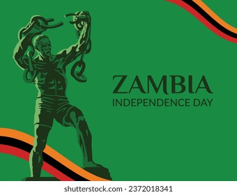 VECTORS. Editable banner for Zambia Independence Day (October 24), Heroes Day and patriotic events. Freedom Statue, monument