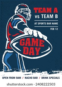 VECTORS. Editable poster template for an American Football Game Day. Invitation, flyer, ad, watch party, sports bar