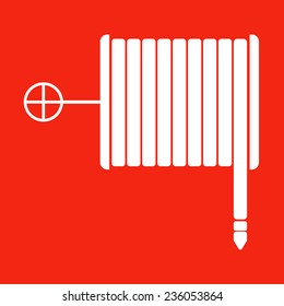 Vectors fire hose reel sign on a red background