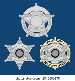 VECTORS. Five point Sheriff Star and Six point Sheriff Stars Badges, silver, gray, deputy, sergeant, pin svg