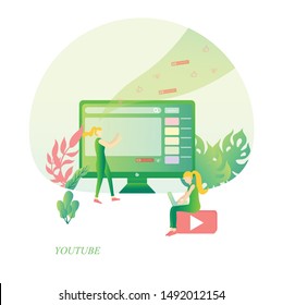 Vectors Flat design Youtube illustrations for web page