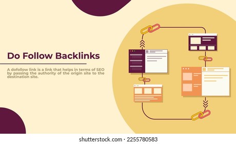 Vectors follow link and link building concept. Do follow backlinks concepts for website traffic.