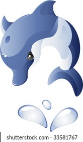 Vectors funny dolphin. Isolated on white.
