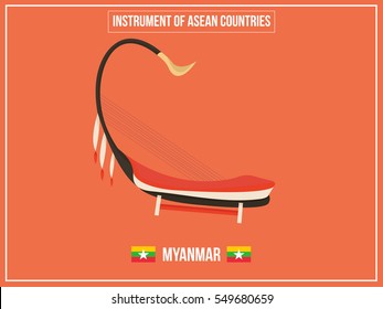 Vectors illustration of Instrument of Myanmar country