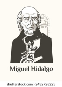 VEKTOREN. Illustration von Miguel Hidalgo, einem Priester und Revolutionsführer, der als Vater der mexikanischen Unabhängigkeit bezeichnet wird