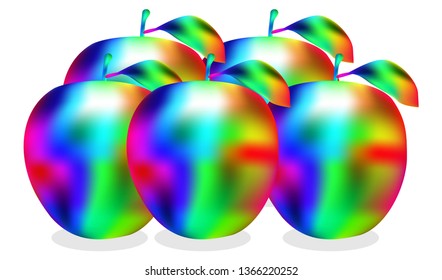Vectors illustrator of Colorful Apple with Gradient Mesh