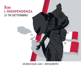 VECTORES. Día de la Independencia de Malta, Jum L-Indipendenza, 21 de setiembre, monumento a la independencia, festividad cívica