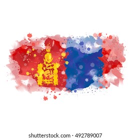 vectors map of Mongolia Watercolor paint