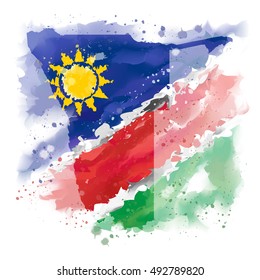 vectors map of Namibia  Watercolor paint