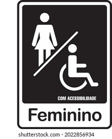 Vectors for nameplate for women's restrooms and for wheelchair users in Portuguese