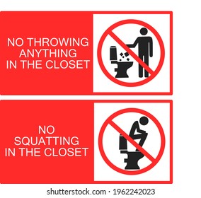 Vectors no throwing anything in the closet, no squatting in the closet