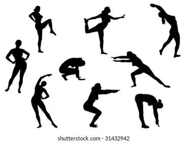 Ten Female Silhouettes On White Background Stock Vector (Royalty Free ...