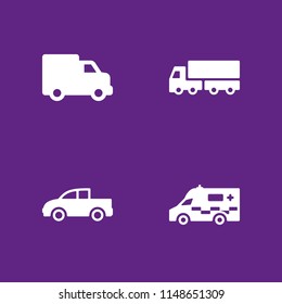 vectors with pickup truck, ambulance, truck and lorry icons for web and mobile app