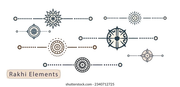 Vectors of rakshabandhan icon set. Rakhi elements. Perfect for png.