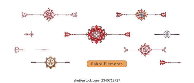 Vectors of rakshabandhan icon set. Rakhi elements. Perfect for png.
