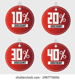 vectors of red floating circles with discount percent written on them.
