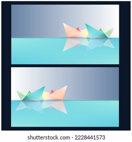 vectors showing paper boats in water Relaxing image for all audiences