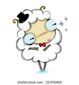 vectors of smart sheep in valentines  cute cartoon