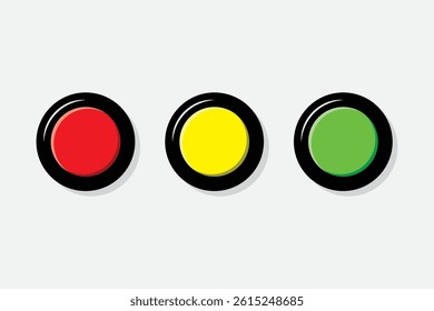 vectors start and stop button, red button, yellow button, green button.