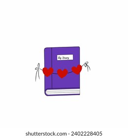 Vektorgrafiken, die ein Buch bilden und auf dem Buch drei Liebeszeichen stehen