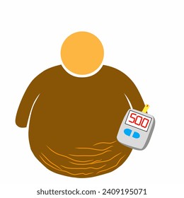 Vectors that form obesity and glucometer vector. This vector indicates the patient has diabetes