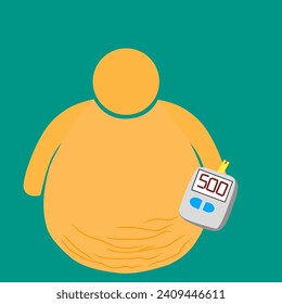 Vectors that form obesity and glucometer vector. This vector indicates the patient has diabetes