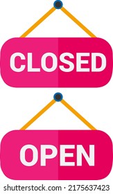 Vectors with transparent background of Open and Closed signs. Signage for places, businesses and offices. 