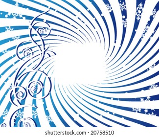 Vectors version. New Year decorations from the branches of snow on a blue background.