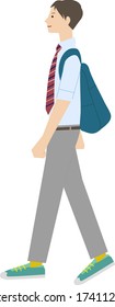 Vectors of a walking high school boy