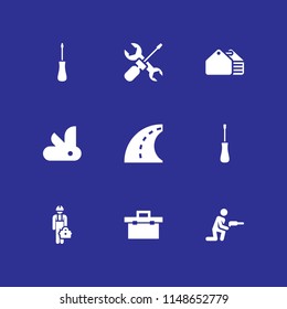 vectors with work tools, screwdriver, toolbox and tool box icons for web and mobile app