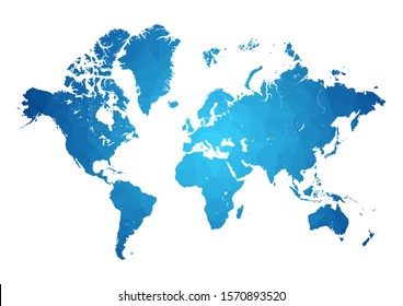vectors World Map polygonal precision low-poly blue