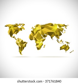 vectors World Map polygonal precision low-poly gold