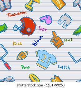 Vectorseamless pattern of American football doddle theme