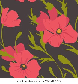 Vector.seamless pattern with red poppies