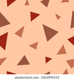 Vector,seamless pattern,abstract triangles.Modern template. abstraction,hand drawn,colors in brown palette,brown,beige,modern style,on light brown background,seamless fabric.Print for textile,EPS10.
