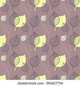 Vector.Seamless Spring  pattern abstract green leaf,leaf fall,defoliation,autumn leaves ,falling leaves Seamless spring pattern on a brown