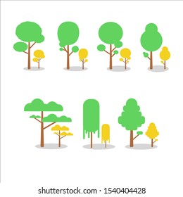 [Vector][Set of Different Trees in a Flat Design on white background] [Flat Cartoon Style]