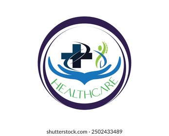 - Vektorgrafik,Design-Vektor für das Logo des Gesundheitswesens,Design des Logos für das Circle Lungs Health Care-Logo,Creative Care-Logo,Konzept für das Logo des Gesundheitswesens mit Kreuzform und Sprechblasen-Symboldesign,