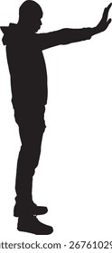 vector,side view of a man showing stop sign with his hand