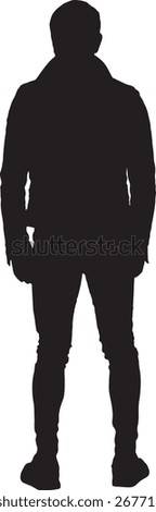 vector,silhouette of a back view of cool man standing