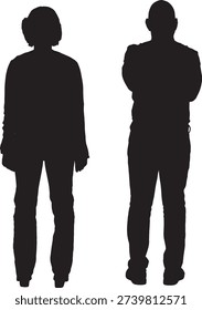 vector,silhouette of back view of a couple standing