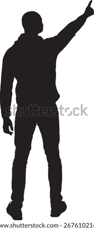 vector,silhouette of  back view of a man pointing up
