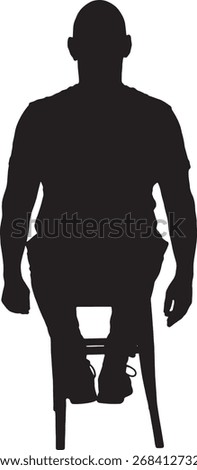vector,silhouette of a back view of a  man sitting on chair dressed in sportswear