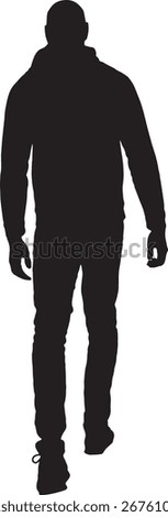 vector,silhouette of back view of a man walking