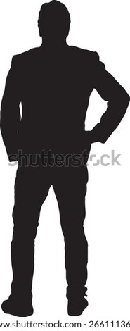  vector;silhouette back view of senior man standing, arms akimbo